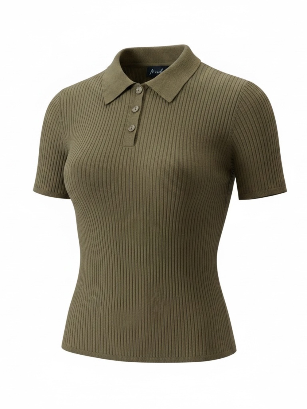 Marled women’s Olive Ribbed short sleeve Polo. Size medium. NWT